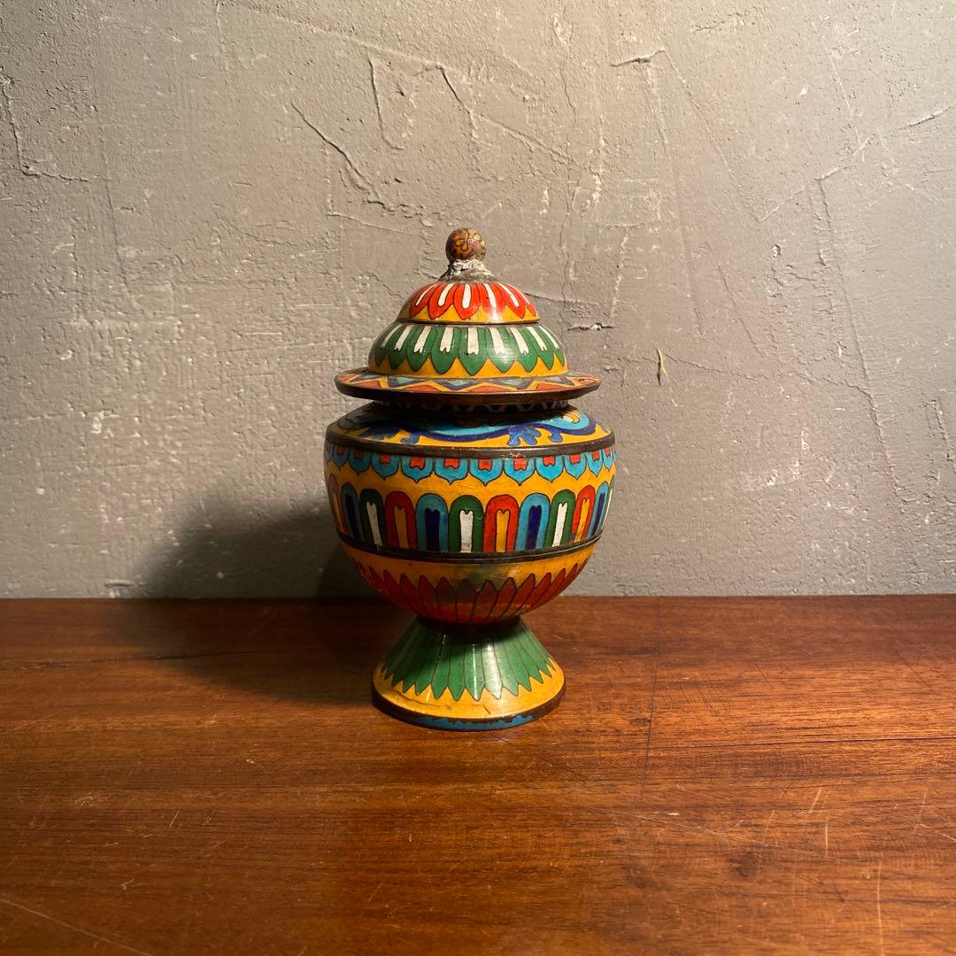 A.七宝焼き 蓋付き容器 仏教 コレクション ヴィンテージ オブジェ