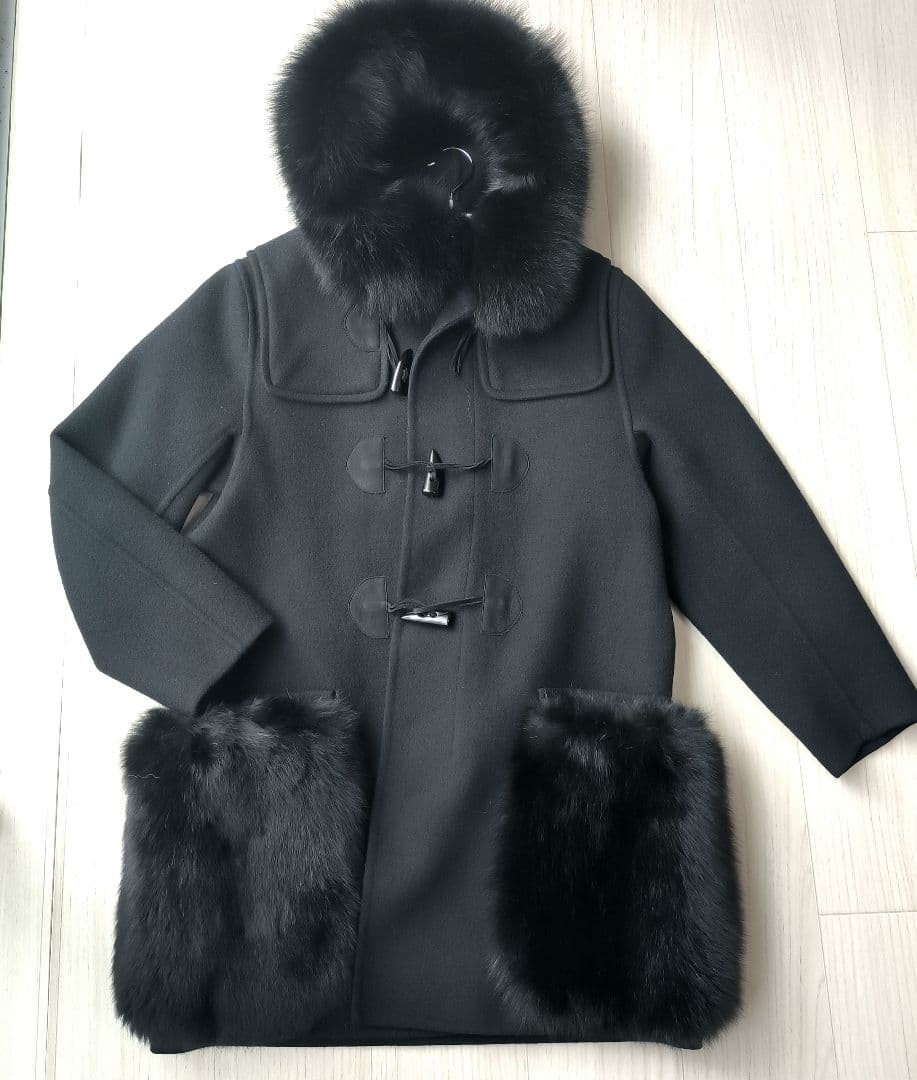 定価40万程 Drawer ダッフルコート 黒 36 フォックスファー