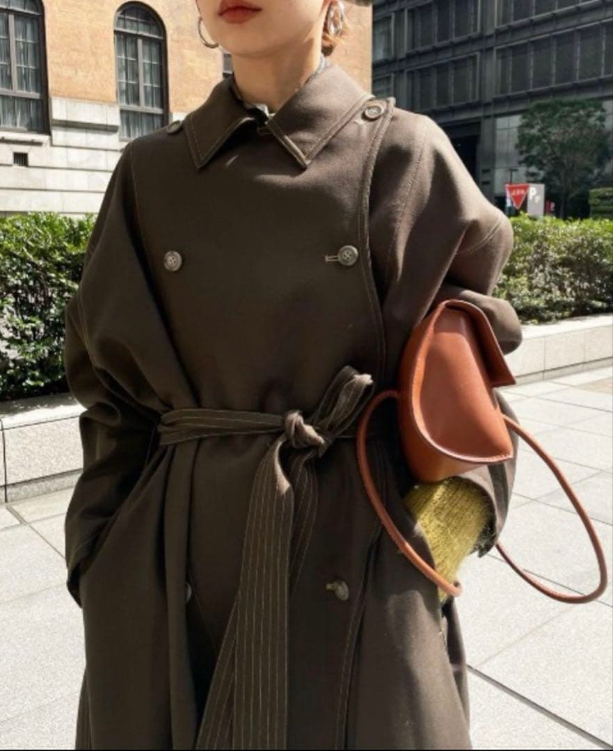 Ameri VINTAGE WAVE FRONT OVER COAT カーキ