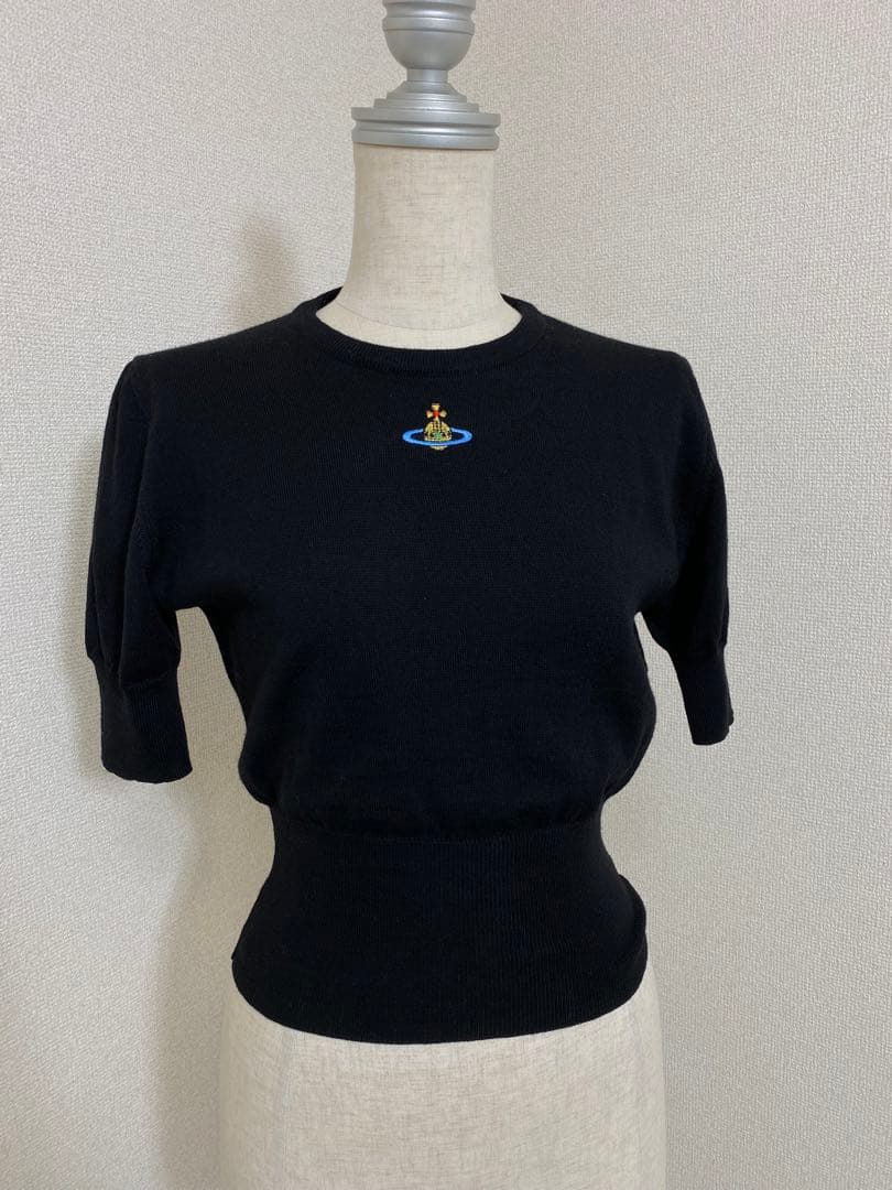 9441.Vivienne Westwood オーブ刺繍 半袖ニット イタリア製