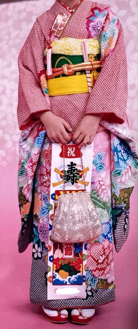 七五三 着物セット 7歳 花柄 総絞り 草履小物付き