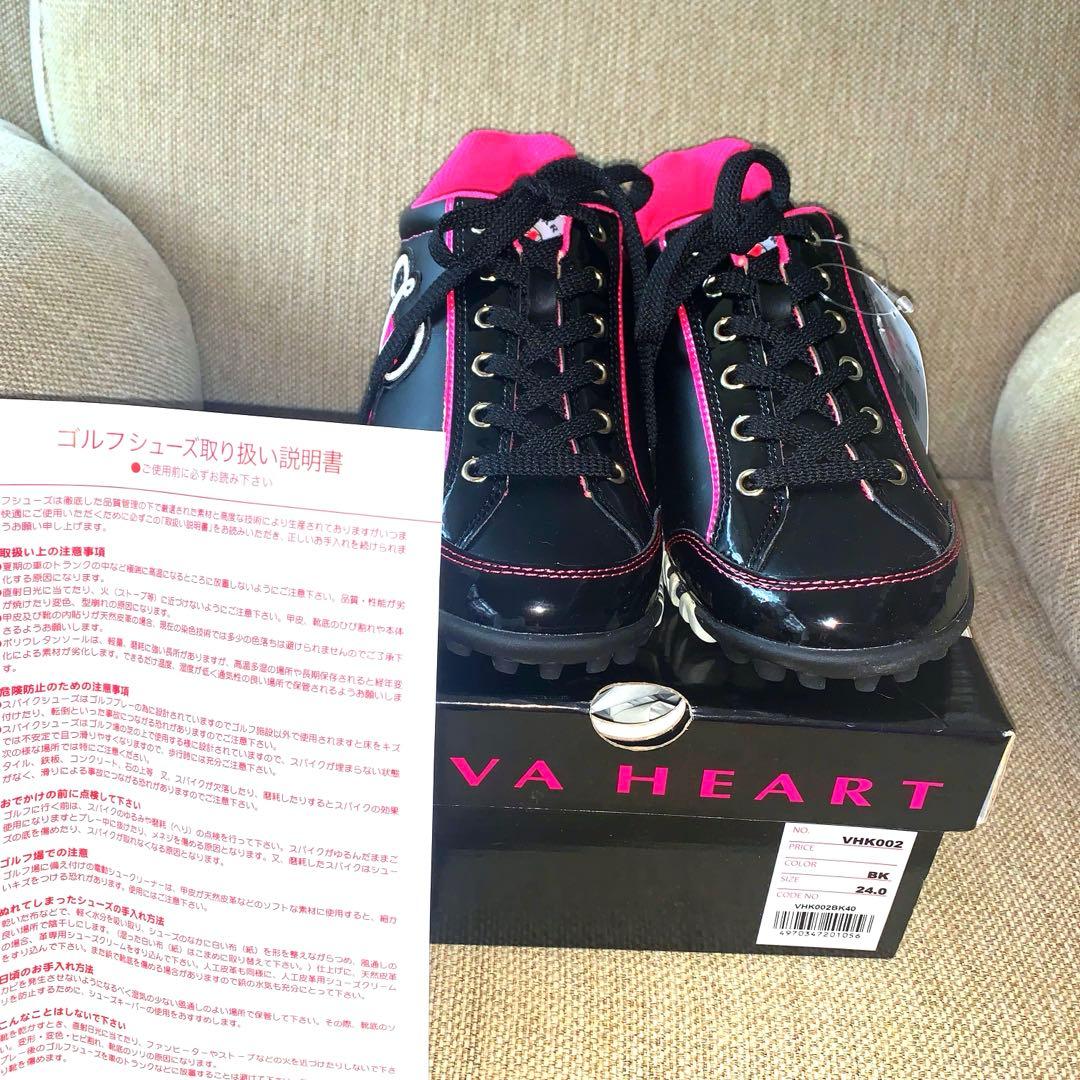 ☆新品未使用品☆VIVA HEART ゴルフシューズ 24cm ブラック/ピンク